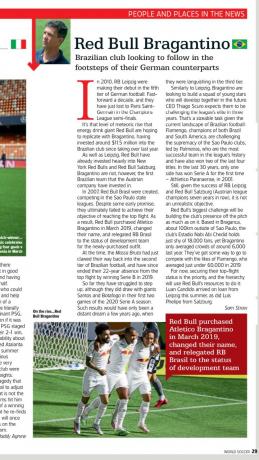 Red Bull Bragantino ganha espaço na edição de novembro da World Soccer Magazine